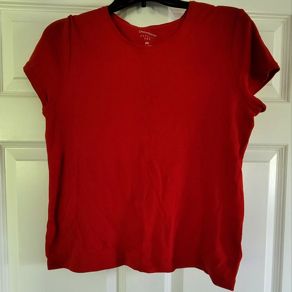 croft & barrow Red Basic Tee Shirt Sz Petite Medium